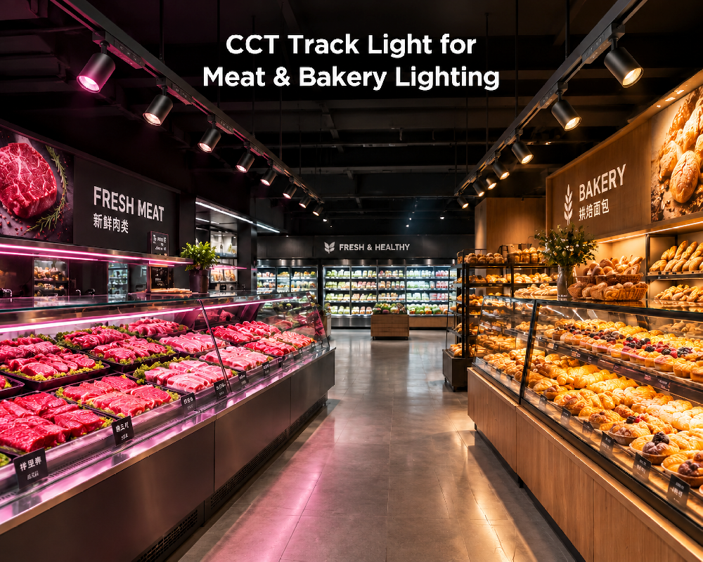 Specialized CCT Track Lights for Supermarket Meat & Bakery Lighting Displays: How Dual-Spectrum Lighting Boosts Fresh Food Sales